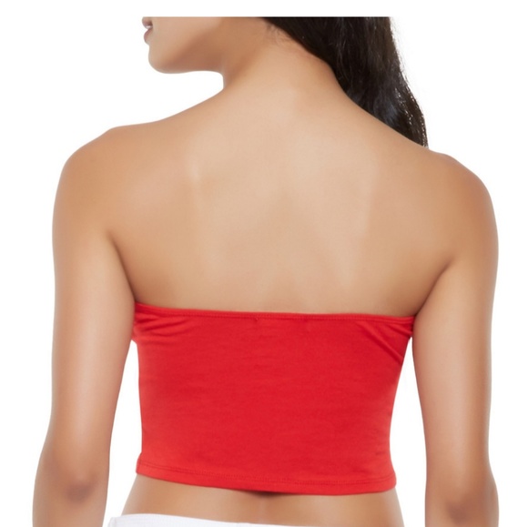 ❤Nwt Gold Zip Ring Red Crop Top L - Picture 4 of 6